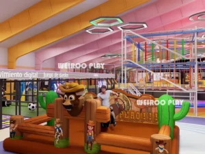 A 7-meter ceiling height 3D design for "The Colossus" (WRTP-008), showcasing the massive scale of this 1500-person capacity park by Weiroo.