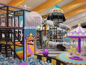 A detailed 3D render showing the layout of the Weiroo "The Colossus" park (WRTP-008) professional jump zones.