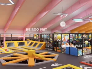 An angled overview of the 48,400 sq ft "The Colossus" park (WRTP-008), highlighting the custom color scheme.