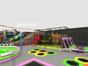 Detailed 3D render of the jump platform and stairs for the Weiroo Epic Adventure Court (WRTP-001).