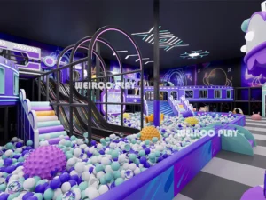 A 7-meter ceiling height 3D design for the "Galaxy" park (WRTP-011), showcasing the scale of this 450-person capacity park by Weiroo.