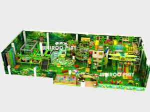 Main 3D design of the Jungle Adventure Play Area (WRIP-004), a 4630 sq ft (approx. 430 m²) custom commercial indoor playground equipment design by Weiroo.