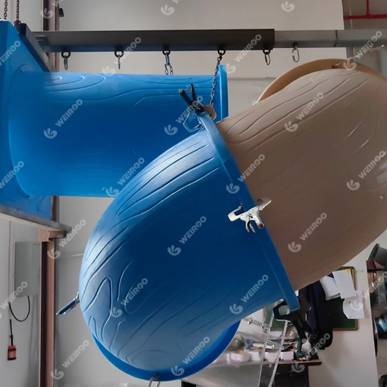 Rotational molded LLDPE plastic slide component, UV-resistant and safe for kids.