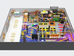 A 7m high custom trampoline park structure (WRTP-007) by Weiroo, with a massive capacity for 650 people. Part of our professional action park line.