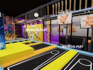 Detailed 3D render of the jump platform and entrance for the Weiroo "Pro-Level" park (WRTP-007), a 650-person capacity park.