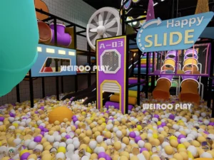 A detailed 3D design of the play events for the "Pro-Level Action Park" (WRTP-007), a 1960 m² custom park by Weiroo.