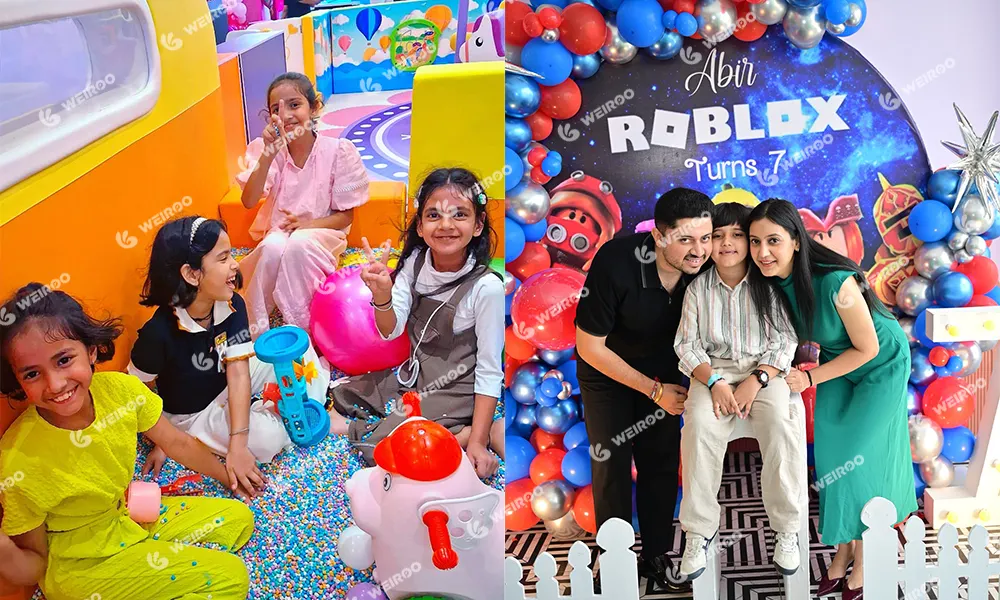 Real view of families enjoying the commercial indoor playground equipment at Wander of Wonders, Panipat.