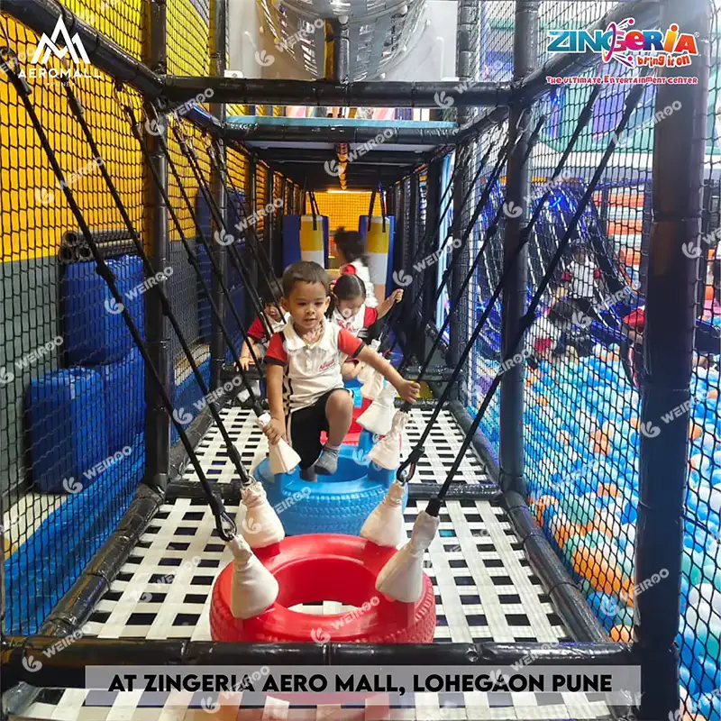 Challenging indoor obstacle course and ninja warrior features for active kids.