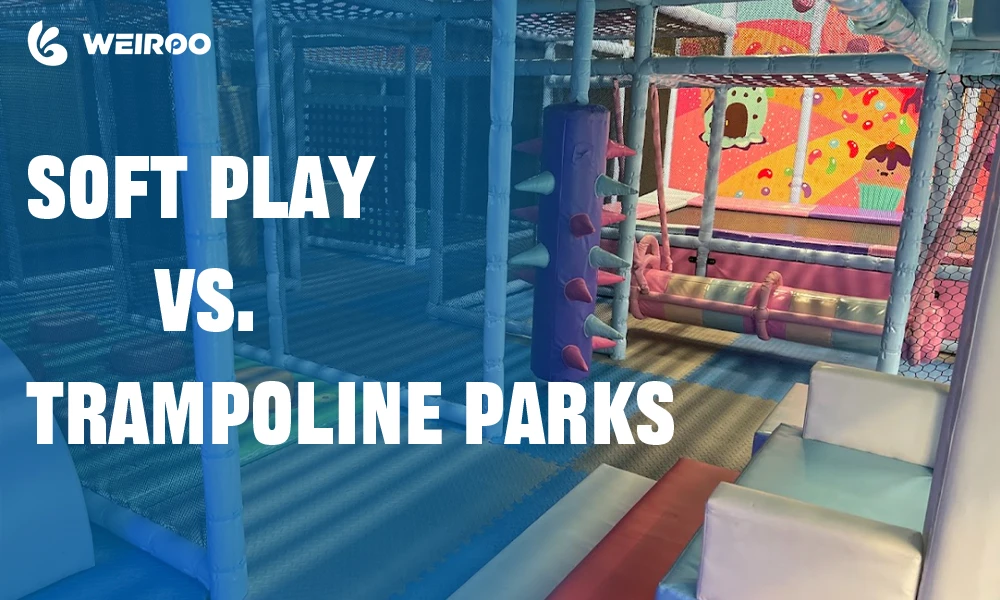 Side-by-side comparison of indoor soft play equipment vs trampoline park design for investment ROI analysis (10-year expert review).